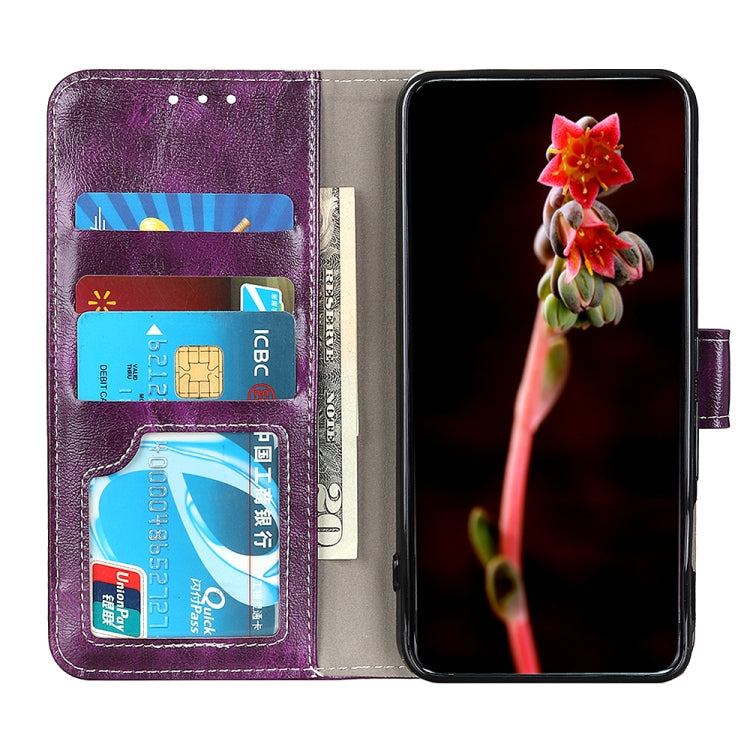 For iPhone 16 Plus Retro Crazy Horse Texture Horizontal Flip Leather Phone Case(Purple) - iPhone 16 Plus Cases by PMC TechLife | Online Shopping South Africa | PMC TechLife | Buy Now Pay Later Mobicred