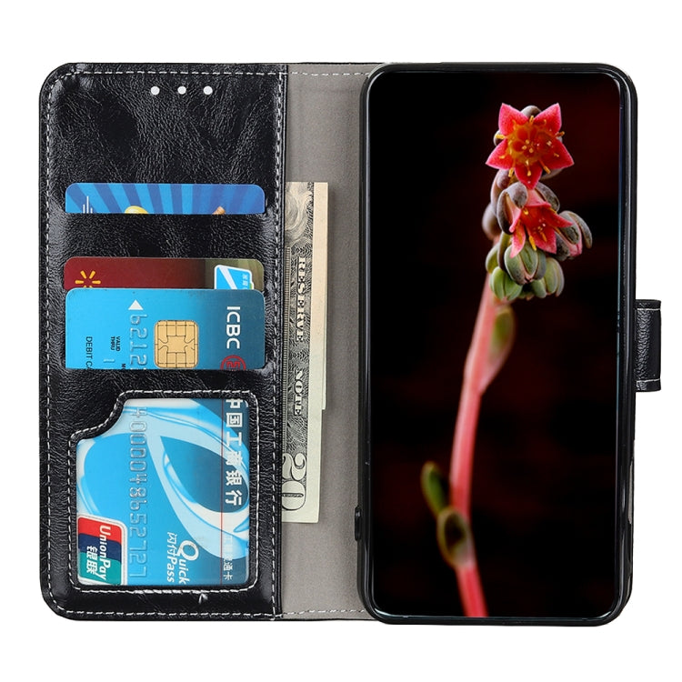 For iPhone 16e Retro Crazy Horse Texture Horizontal Flip Leather Phone Case(Black) - iPhone 16e Cases by PMC TechLife | Online Shopping South Africa | PMC TechLife | Buy Now Pay Later Mobicred