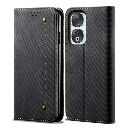 For Honor 90 Denim Texture Flip Leather Phone Case(Black) - Honor Cases by PMC Jewellery | Online Shopping South Africa | PMC Jewellery | Buy Now Pay Later Mobicred