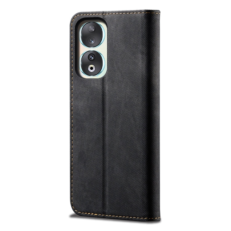 For Honor 90 Denim Texture Flip Leather Phone Case(Black) - Honor Cases by PMC Jewellery | Online Shopping South Africa | PMC Jewellery | Buy Now Pay Later Mobicred