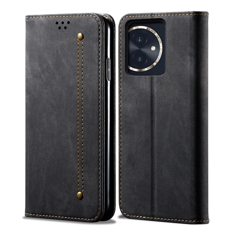 For Honor 100 Denim Texture Flip Leather Phone Case(Black) - Honor Cases by PMC Jewellery | Online Shopping South Africa | PMC Jewellery | Buy Now Pay Later Mobicred