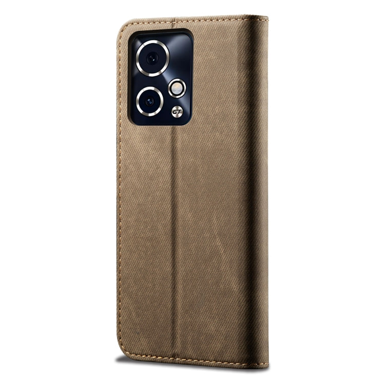 For Honor 90 GT Denim Texture Flip Leather Phone Case(Khaki) - Honor Cases by PMC Jewellery | Online Shopping South Africa | PMC Jewellery | Buy Now Pay Later Mobicred