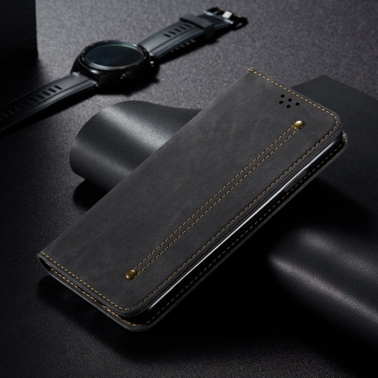 For Honor X8b 4G Global Denim Texture Flip Leather Phone Case(Black) - Honor Cases by PMC TechLife | Online Shopping South Africa | PMC TechLife | Buy Now Pay Later Mobicred