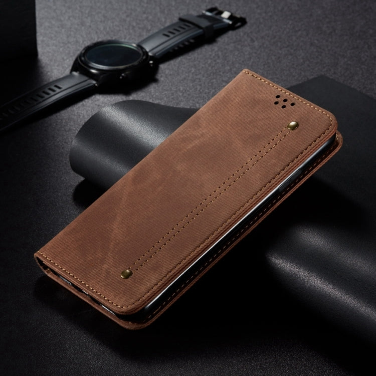 For Honor Play 8T 5G / X7b Denim Texture Flip Leather Phone Case(Brown) - Honor Cases by PMC TechLife | Online Shopping South Africa | PMC TechLife | Buy Now Pay Later Mobicred