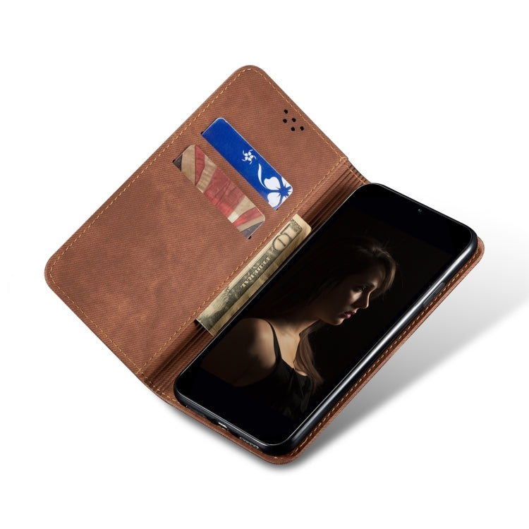 For Honor Magic6 Pro Denim Texture Flip Leather Phone Case(Brown) - Honor Cases by PMC TechLife | Online Shopping South Africa | PMC TechLife | Buy Now Pay Later Mobicred