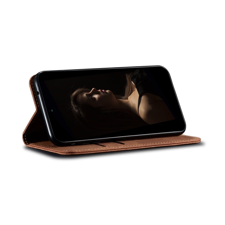 For Honor Magic6 Pro Denim Texture Flip Leather Phone Case(Brown) - Honor Cases by PMC TechLife | Online Shopping South Africa | PMC TechLife | Buy Now Pay Later Mobicred