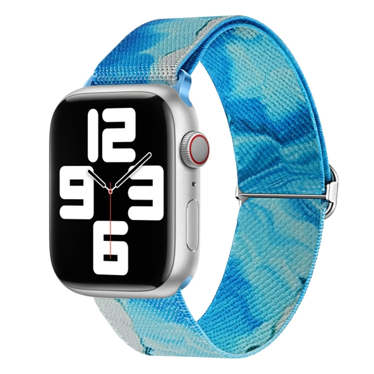 For Apple Watch SE 2022 44mm Painted Pattern Nylon Replacement Watch Band(Ocean Blue) - Watch Bands by PMc TechLife | Online Shopping South Africa | PMc TechLife | Buy Now Pay Later Mobicred