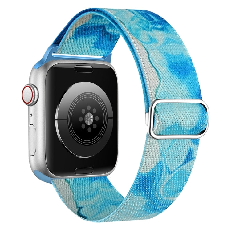 For Apple Watch SE 2023 44mm Painted Pattern Nylon Replacement Watch Band(Ocean Blue) - Watch Bands by PMc TechLife | Online Shopping South Africa | PMc TechLife | Buy Now Pay Later Mobicred