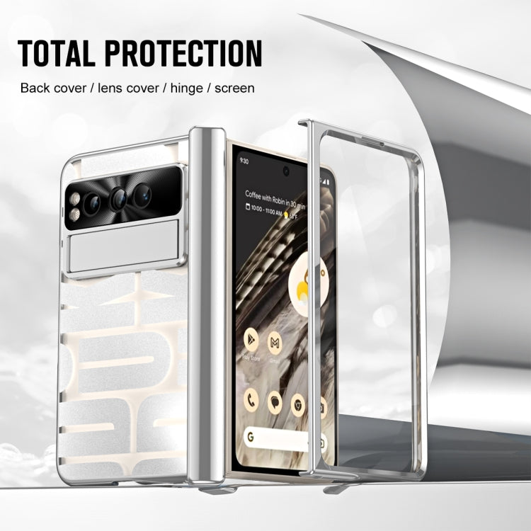 For Google Pixel Fold Integrated Electroplating Folding Phone Case with Pen Slot & Hinge(Silver) - Google Cases by PMC TechLife | Online Shopping South Africa | PMC TechLife | Buy Now Pay Later Mobicred