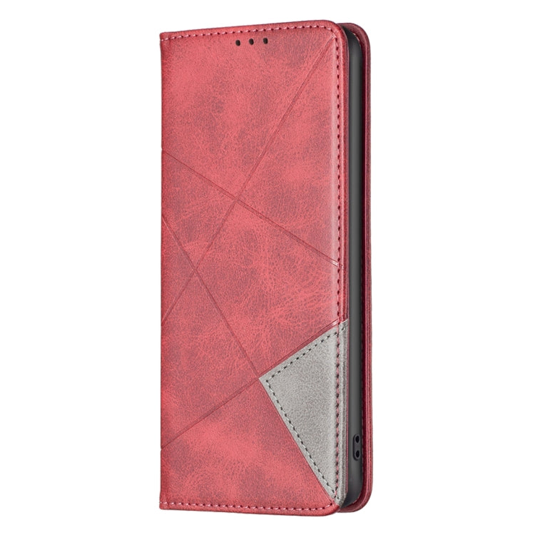 For Motorola Moto G54 5G EU Edition Rhombus Texture Magnetic Leather Phone Case(Red) - Motorola Cases by PMC Jewellery | Online Shopping South Africa | PMC Jewellery | Buy Now Pay Later Mobicred