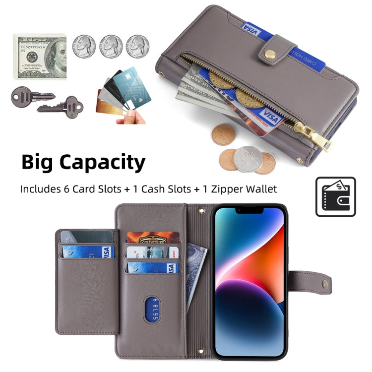 For Infinix Note 40 4G Sheep Texture Cross-body Zipper Wallet Leather Phone Case(Grey) - Infinix Cases by PMC TechLife | Online Shopping South Africa | PMC TechLife | Buy Now Pay Later Mobicred