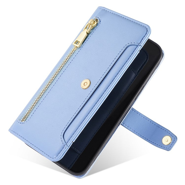 For Tecno Camon 30 Pro 5G Sheep Texture Cross-body Zipper Wallet Leather Phone Case(Blue) - Tecno Cases by PMC TechLife | Online Shopping South Africa | PMC TechLife | Buy Now Pay Later Mobicred