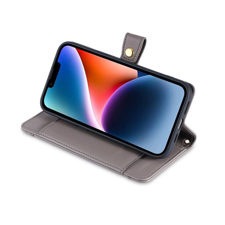 For Sharp Aquos R8 SH-52D Sheep Texture Cross-body Zipper Wallet Leather Phone Case(Grey) - More Brand by PMC TechLife | Online Shopping South Africa | PMC TechLife | Buy Now Pay Later Mobicred