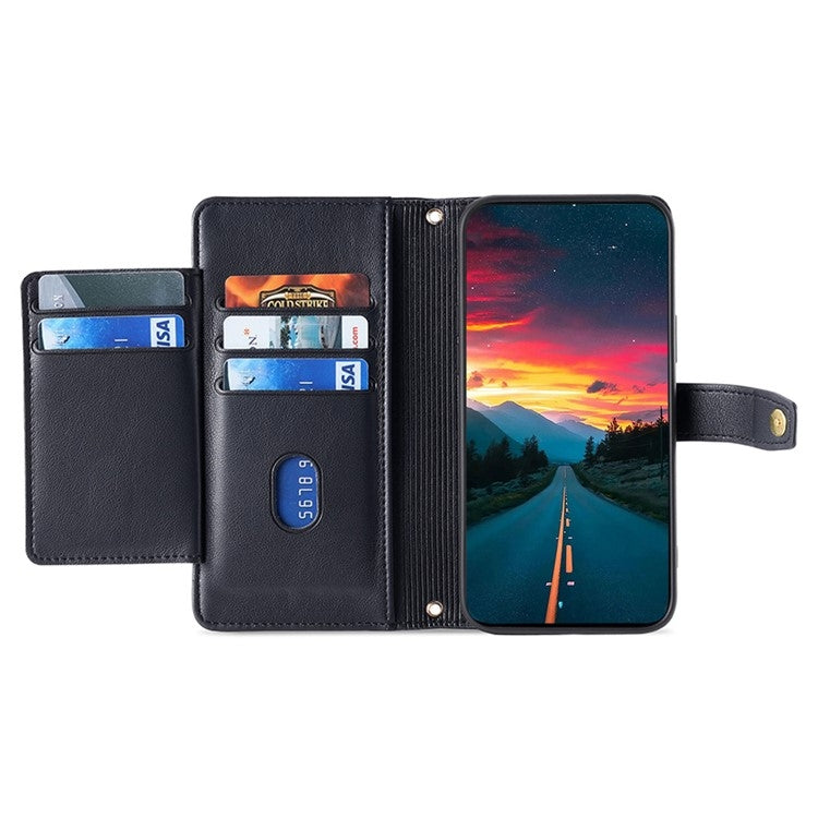 For Sharp Aquos R9 Sheep Texture Cross-body Zipper Wallet Leather Phone Case(Black) - More Brand by PMC TechLife | Online Shopping South Africa | PMC TechLife | Buy Now Pay Later Mobicred