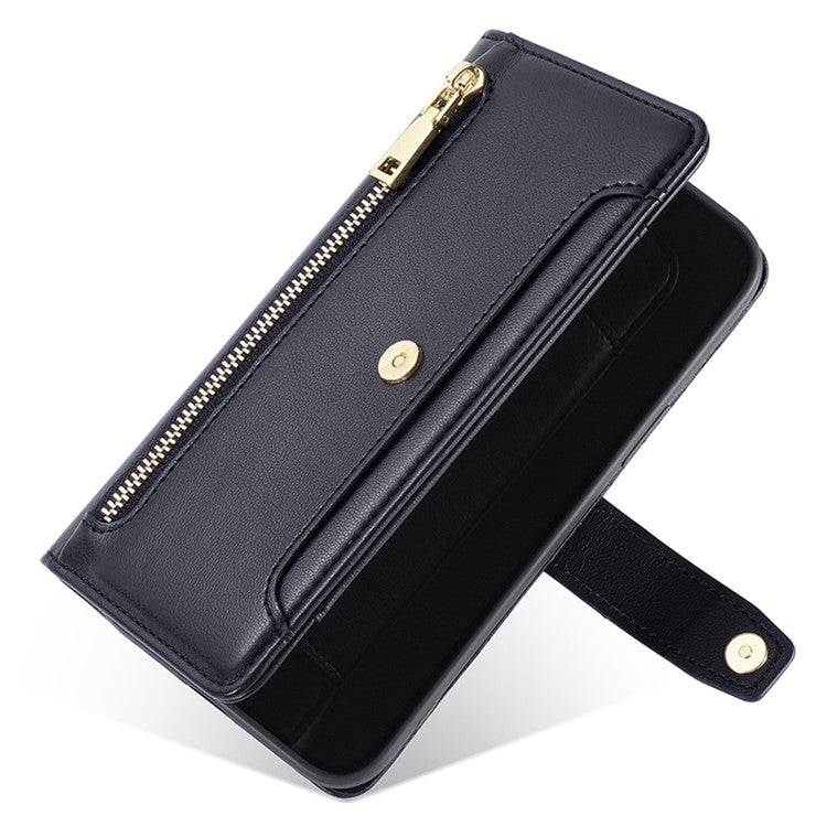 For Sharp Aquos R9 Sheep Texture Cross-body Zipper Wallet Leather Phone Case(Black) - More Brand by PMC TechLife | Online Shopping South Africa | PMC TechLife | Buy Now Pay Later Mobicred