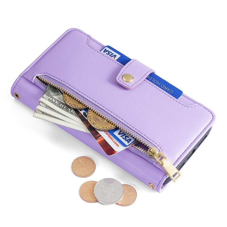 For Sharp Aquos R9 Sheep Texture Cross-body Zipper Wallet Leather Phone Case(Purple) - More Brand by PMC TechLife | Online Shopping South Africa | PMC TechLife | Buy Now Pay Later Mobicred