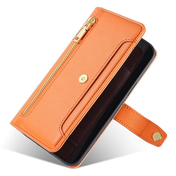 For Sharp Aquos Wish4 Sheep Texture Cross-body Zipper Wallet Leather Phone Case(Orange) - More Brand by PMC TechLife | Online Shopping South Africa | PMC TechLife | Buy Now Pay Later Mobicred