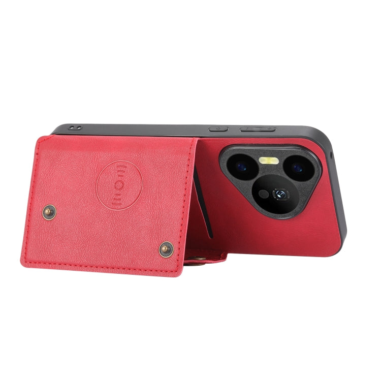 For Huawei Pura 70 Double Buckle Card Slots Magnetic Phone Case(Red) - Huawei Cases by PMC Jewellery | Online Shopping South Africa | PMC Jewellery | Buy Now Pay Later Mobicred