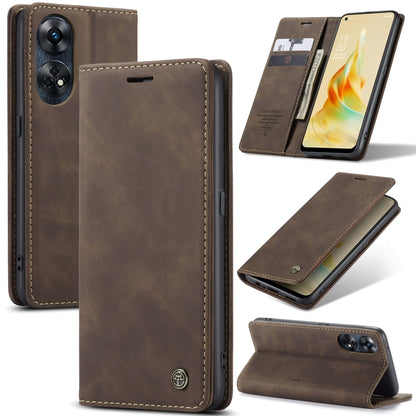 For OPPO Reno8 T 4G CaseMe 013 Multifunctional Horizontal Flip Leather Phone Case(Coffee) - OPPO Cases by CaseMe | Online Shopping South Africa | PMC Jewellery | Buy Now Pay Later Mobicred