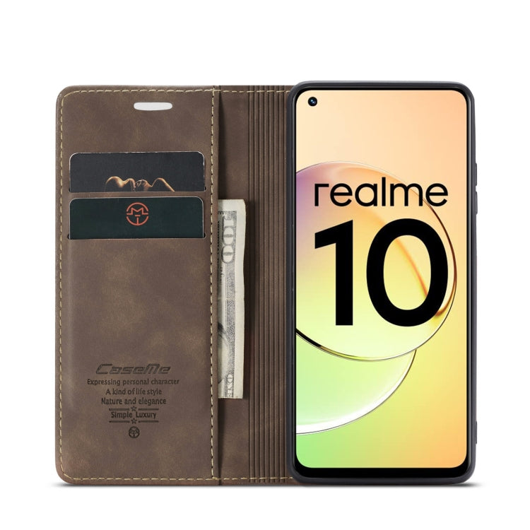 For Realme 10 4G CaseMe 013 Multifunctional Horizontal Flip Leather Phone Case(Coffee) - Realme Cases by CaseMe | Online Shopping South Africa | PMC Jewellery | Buy Now Pay Later Mobicred