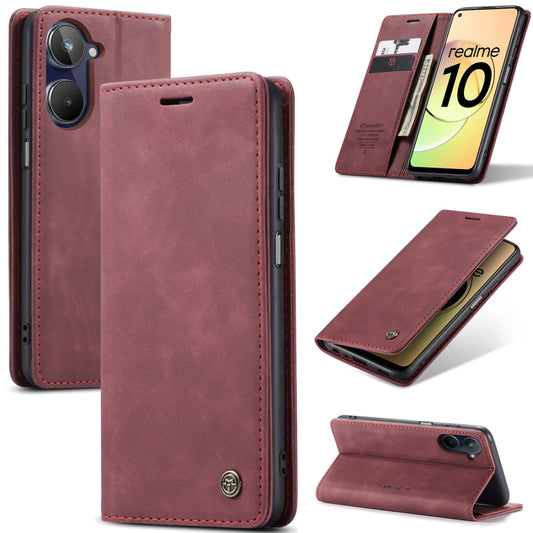 For Realme 10 4G CaseMe 013 Multifunctional Horizontal Flip Leather Phone Case(Wine Red) - Realme Cases by CaseMe | Online Shopping South Africa | PMC Jewellery | Buy Now Pay Later Mobicred