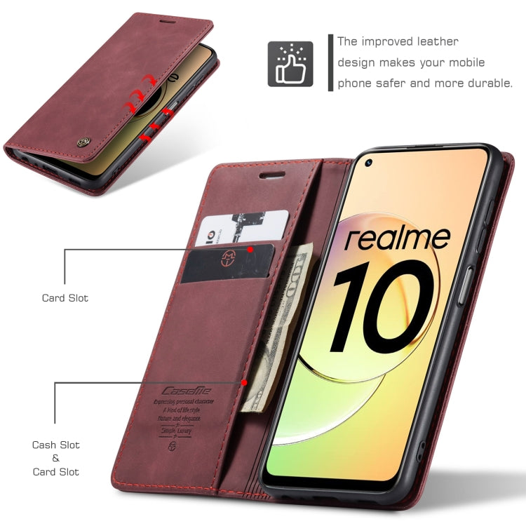 For Realme 10 4G CaseMe 013 Multifunctional Horizontal Flip Leather Phone Case(Wine Red) - Realme Cases by CaseMe | Online Shopping South Africa | PMC Jewellery | Buy Now Pay Later Mobicred