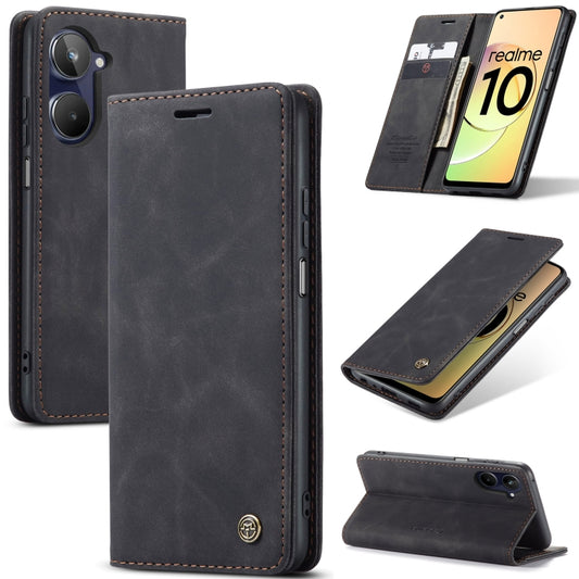 For Realme 10 4G CaseMe 013 Multifunctional Horizontal Flip Leather Phone Case(Black) - Realme Cases by CaseMe | Online Shopping South Africa | PMC Jewellery | Buy Now Pay Later Mobicred