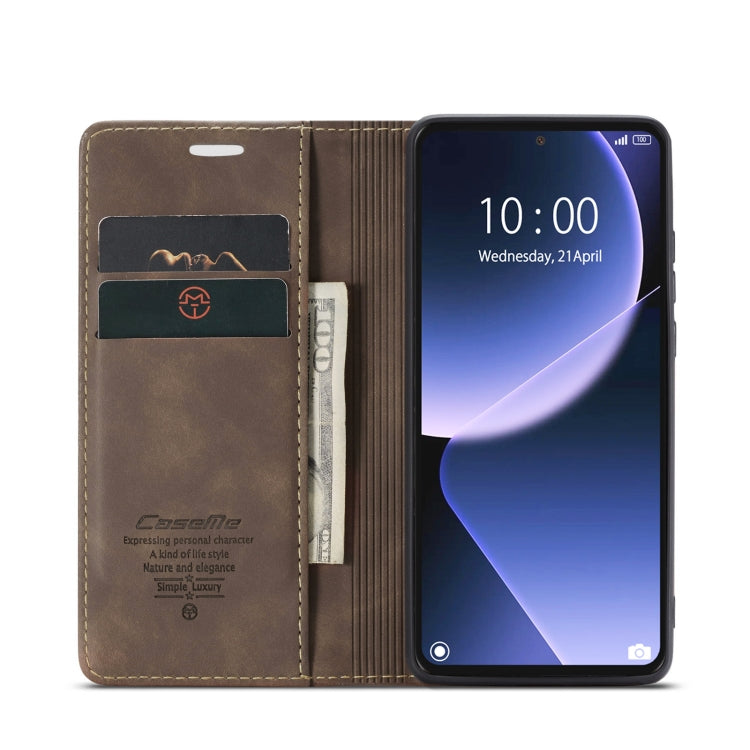 For Xiaomi 13T/13T Pro CaseMe 013 Multifunctional Horizontal Flip Leather Phone Case(Coffee) - Xiaomi Cases by CaseMe | Online Shopping South Africa | PMC Jewellery | Buy Now Pay Later Mobicred