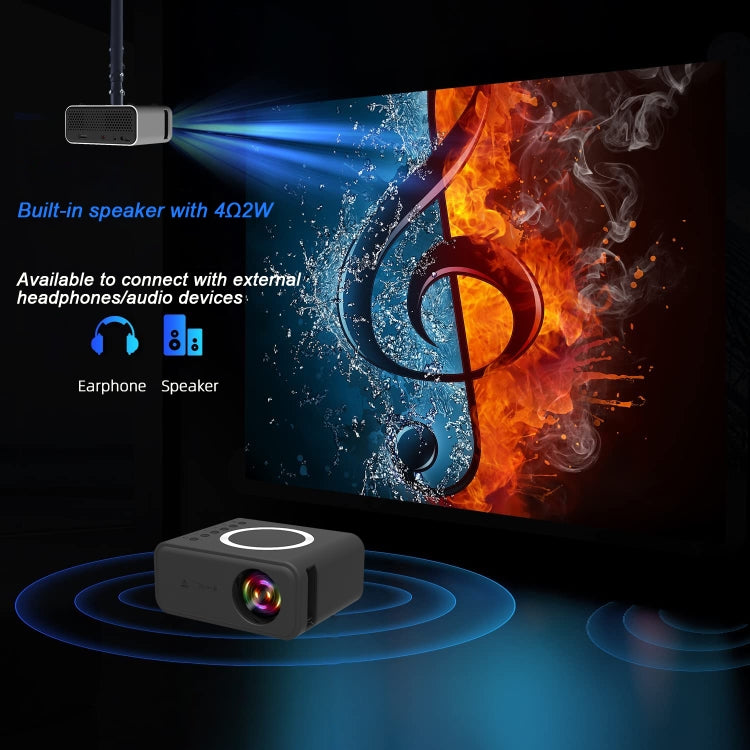 T300S 320x240 24ANSI Lumens Mini LCD Projector Supports Wired & Wireless Same Screen, Specification:EU Plug(White) - Mini Projector by PMC TechLife | Online Shopping South Africa | PMC TechLife | Buy Now Pay Later Mobicred
