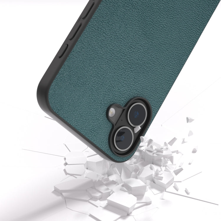 For iPhone 16 ABEEL Genuine Leather Luolai Series Phone Case(Dark Green) - iPhone 16 Cases by PMC TechLife | Online Shopping South Africa | PMC TechLife | Buy Now Pay Later Mobicred