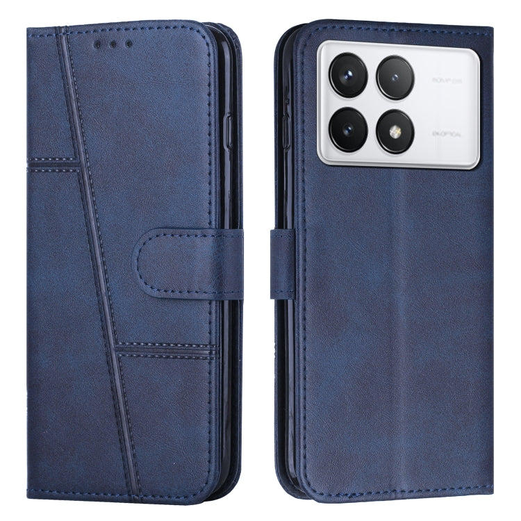 For Xiaomi Redmi K70 / K70 Pro Stitching Calf Texture Buckle Leather Phone Case(Blue) - K70 Pro Cases by PMC Jewellery | Online Shopping South Africa | PMC Jewellery | Buy Now Pay Later Mobicred