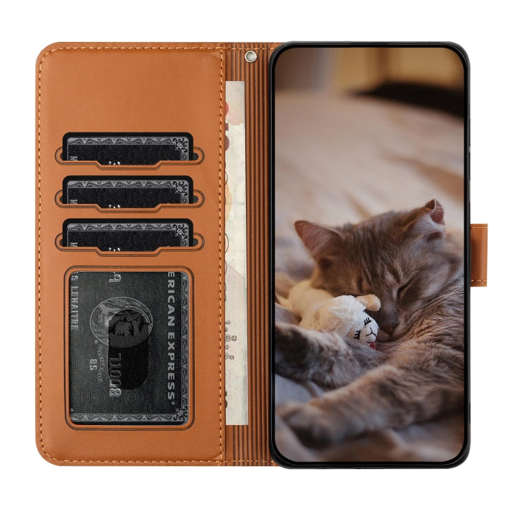 For iPhone 16 Cat Embossing Pattern Leather Phone Case with Lanyard(Brown) - iPhone 16 Cases by PMC TechLife | Online Shopping South Africa | PMC TechLife | Buy Now Pay Later Mobicred