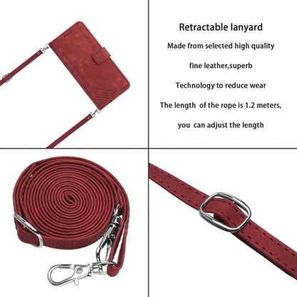 For Xiaomi Redmi K70 / K70 Pro Skin Feel Stripe Pattern Leather Phone Case with Long Lanyard(Red) - K70 Pro Cases by PMC Jewellery | Online Shopping South Africa | PMC Jewellery | Buy Now Pay Later Mobicred