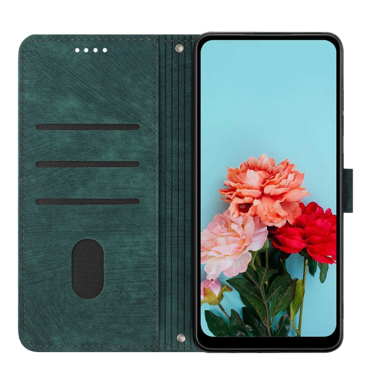For Infinix Smart 8 Skin Feel Stripe Pattern Leather Phone Case with Lanyard(Green) - Infinix Cases by PMC TechLife | Online Shopping South Africa | PMC TechLife | Buy Now Pay Later Mobicred