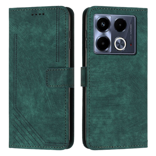 For Infinix Note 40 4G Skin Feel Stripe Pattern Leather Phone Case with Lanyard(Green) - Infinix Cases by PMC Jewellery | Online Shopping South Africa | PMC Jewellery | Buy Now Pay Later Mobicred