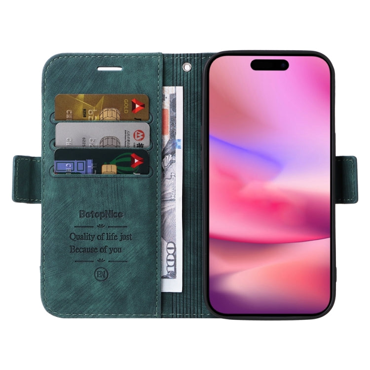 For iPhone 16 BETOPNICE Dual-side Buckle Leather Phone Case(Green) - iPhone 16 Cases by BETOPNICE | Online Shopping South Africa | PMC Jewellery | Buy Now Pay Later Mobicred