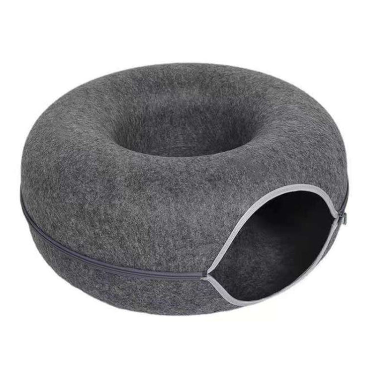 Round Wool Felt Cat Litter Tunnel Cat Litter, Size:60x60x27cm(Dark Grey) - Beds by PMC TechLife | Online Shopping South Africa | PMC TechLife | Buy Now Pay Later Mobicred