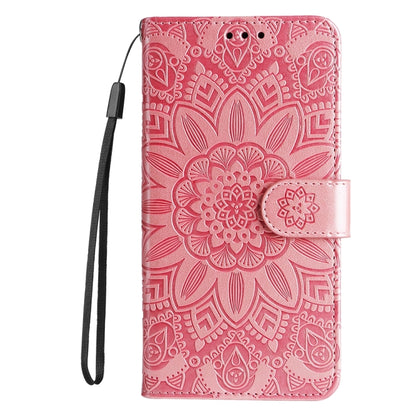 For iPhone 16 Pro Max Embossed Sunflower Leather Phone Case(Pink) - iPhone 16 Pro Max Cases by PMC Jewellery | Online Shopping South Africa | PMC Jewellery | Buy Now Pay Later Mobicred