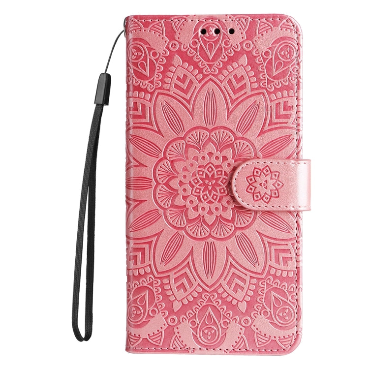 For iPhone 16 Plus Embossed Sunflower Leather Phone Case(Pink) - iPhone 16 Plus Cases by PMC Jewellery | Online Shopping South Africa | PMC Jewellery | Buy Now Pay Later Mobicred