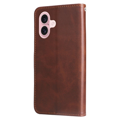 For iPhone 16 Fashion Calf Texture Zipper Leather Phone Case(Brown) - iPhone 16 Cases by PMC Jewellery | Online Shopping South Africa | PMC Jewellery | Buy Now Pay Later Mobicred