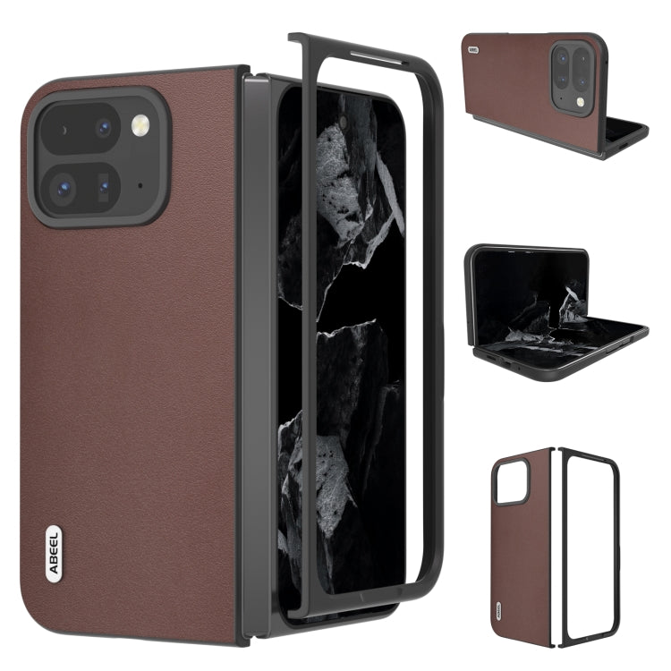 For Google Pixel 9 Pro Fold ABEEL Genuine Leather Xiaoya Series Phone Case(Coffee) - Google Cases by PMC Jewellery | Online Shopping South Africa | PMC Jewellery | Buy Now Pay Later Mobicred