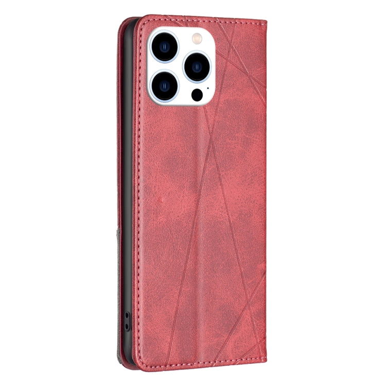 For iPhone 16 Pro Rhombus Texture Magnetic Leather Phone Case(Red) - iPhone 16 Pro Cases by PMC Jewellery | Online Shopping South Africa | PMC Jewellery | Buy Now Pay Later Mobicred