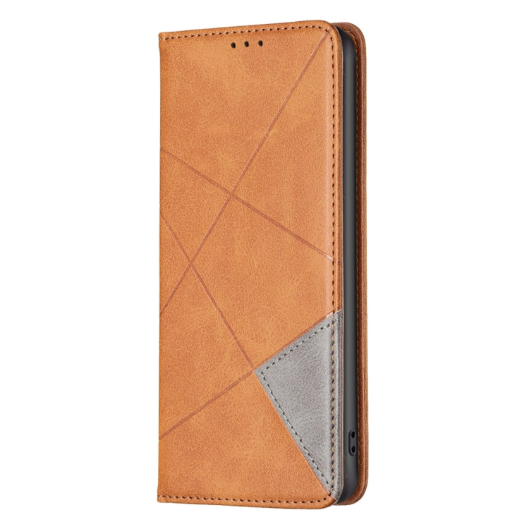 For iPhone 16 Rhombus Texture Magnetic Leather Phone Case(Yellow) - free shipping - PMC TechLife - Order now!