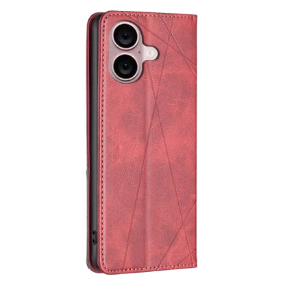 For iPhone 16 Plus Rhombus Texture Magnetic Leather Phone Case(Red) - iPhone 16 Plus Cases by PMC Jewellery | Online Shopping South Africa | PMC Jewellery | Buy Now Pay Later Mobicred