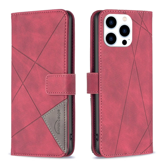 For iPhone 16 Pro Max Magnetic Buckle Rhombus Texture Leather Phone Case(Red) - iPhone 16 Pro Max Cases by PMC Jewellery | Online Shopping South Africa | PMC Jewellery | Buy Now Pay Later Mobicred