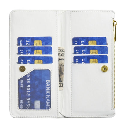 For iPhone 16 Pro Diamond Lattice Zipper Wallet Leather Flip Phone Case(White) - iPhone 16 Pro Cases by PMC Jewellery | Online Shopping South Africa | PMC Jewellery | Buy Now Pay Later Mobicred