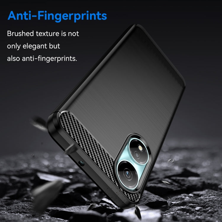For Honor X7b Brushed Texture Carbon Fiber TPU Phone Case(Black) - Honor Cases by PMC TechLife | Online Shopping South Africa | PMC TechLife