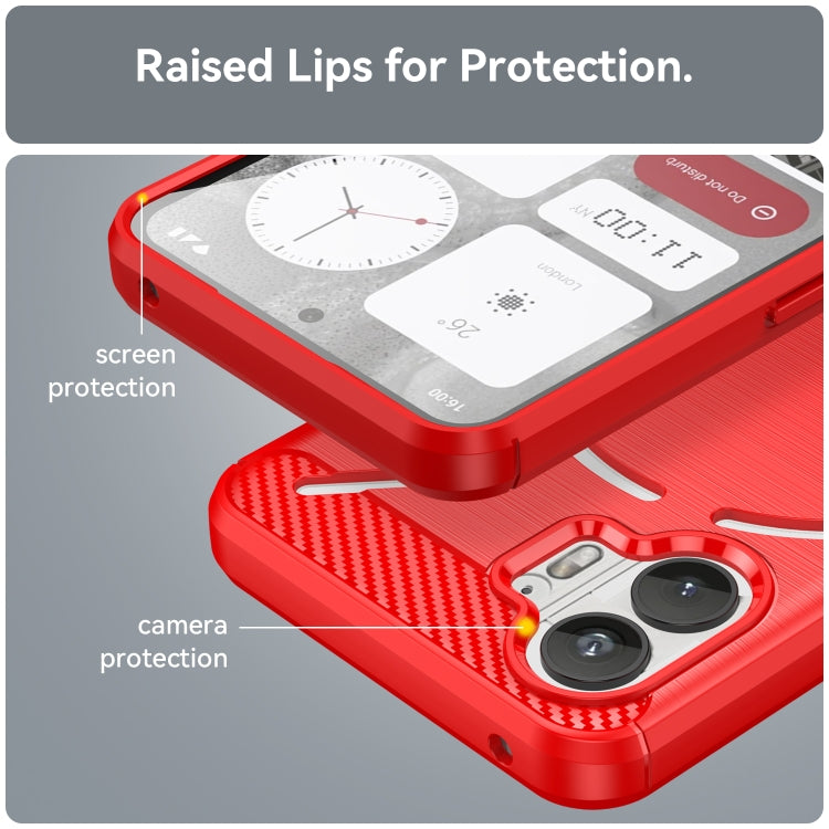 For Nothing Phone 2 Carbon Fiber Brushed Texture TPU Phone Case(Red) - free shipping - PMC TechLife - Order now!
