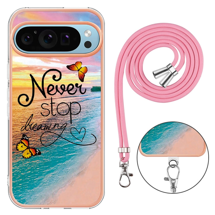 For Google Pixel 9 / 9 Pro Electroplating IMD TPU Phone Case with Lanyard(Dream Butterfly) - Google Cases by PMC Jewellery | Online Shopping South Africa | PMC Jewellery | Buy Now Pay Later Mobicred