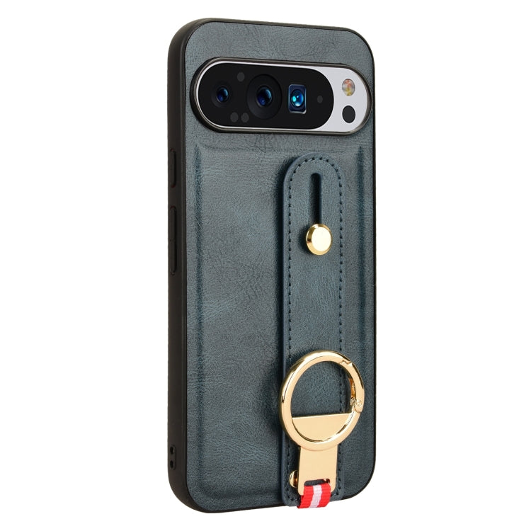 For Google Pixel 9 Wristband Leather Back Phone Case(Blue) - Google Cases by PMC Jewellery | Online Shopping South Africa | PMC Jewellery | Buy Now Pay Later Mobicred